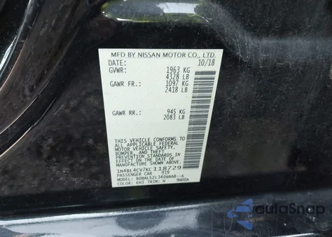 2019 Nissan Altima Sr from USA, damaged, VIN 1N4BL4CV7KC118729